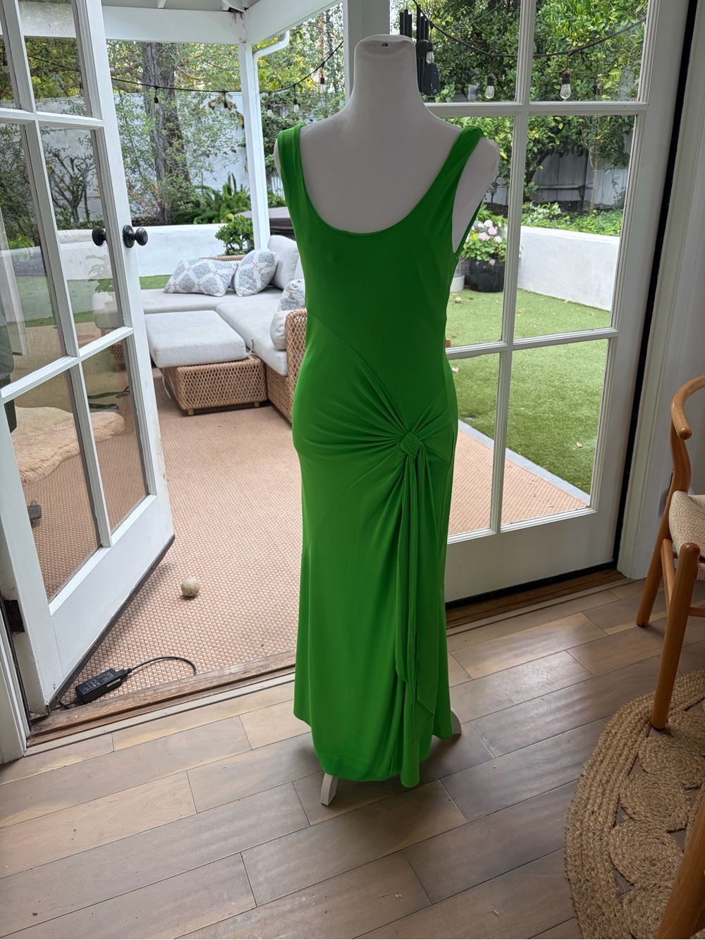 cinq a sept Vibrant Green Sleeveless Knot Front Maxi Dress